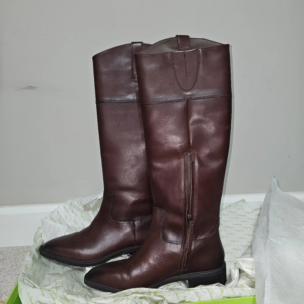 Sam Edelman Drina Terazzo Brown Leather Riding Boots Size 8